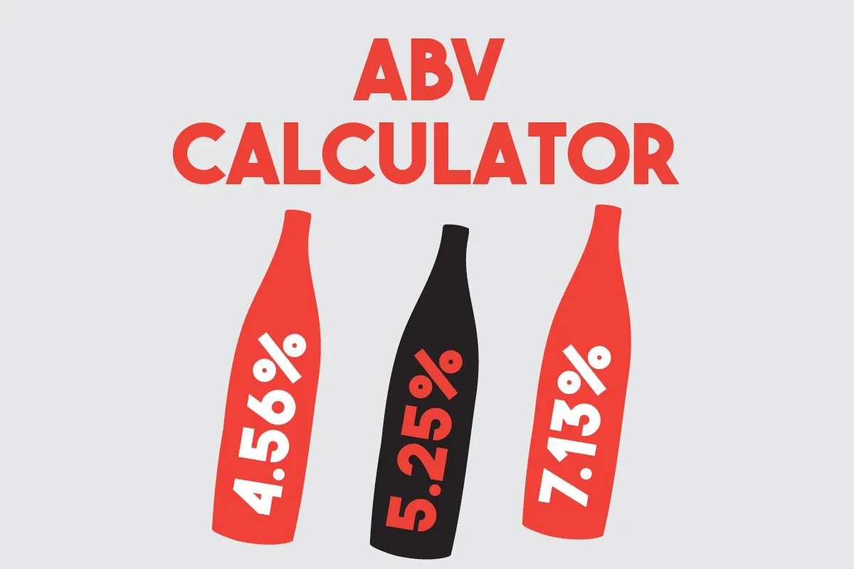 High-precision ABV Calculator interface showing Original Gravity and Final Gravity input fields